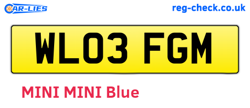 WL03FGM are the vehicle registration plates.