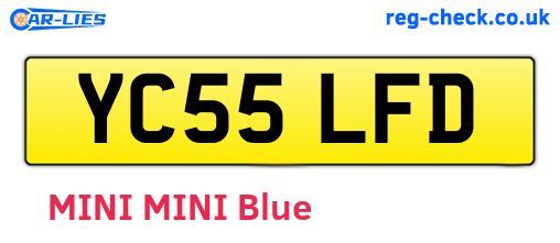 YC55LFD are the vehicle registration plates.