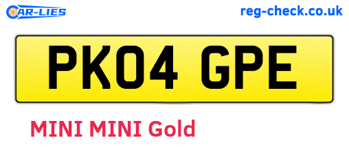 PK04GPE are the vehicle registration plates.