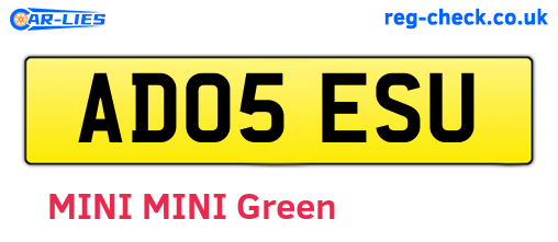 AD05ESU are the vehicle registration plates.