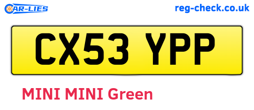 CX53YPP are the vehicle registration plates.