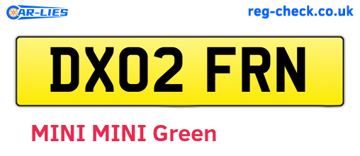 DX02FRN are the vehicle registration plates.