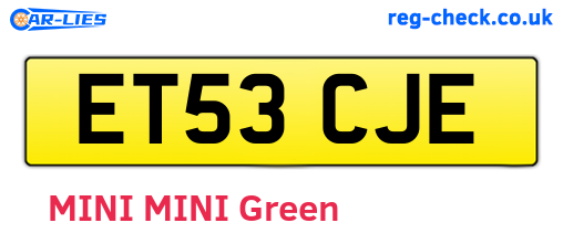 ET53CJE are the vehicle registration plates.