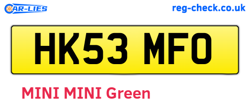 HK53MFO are the vehicle registration plates.
