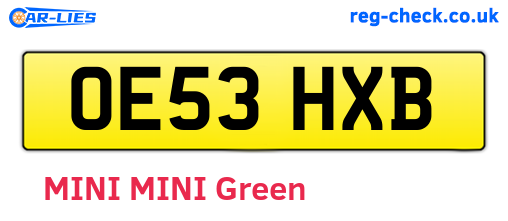 OE53HXB are the vehicle registration plates.