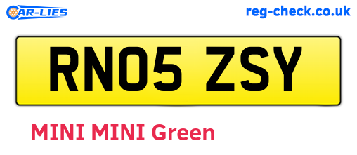 RN05ZSY are the vehicle registration plates.
