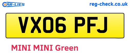 VX06PFJ are the vehicle registration plates.