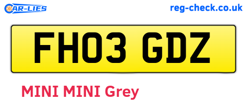 FH03GDZ are the vehicle registration plates.