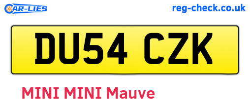 DU54CZK are the vehicle registration plates.