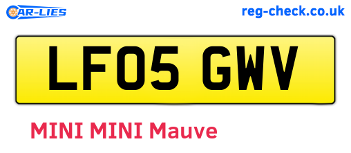 LF05GWV are the vehicle registration plates.