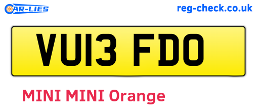 VU13FDO are the vehicle registration plates.