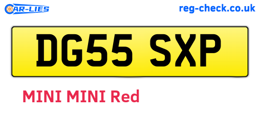 DG55SXP are the vehicle registration plates.