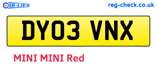 DY03VNX are the vehicle registration plates.