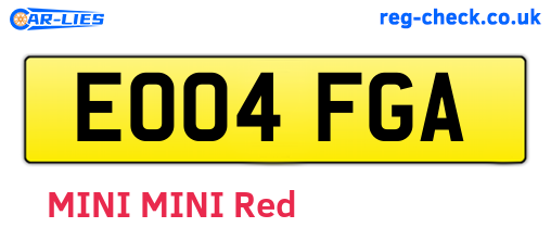 EO04FGA are the vehicle registration plates.