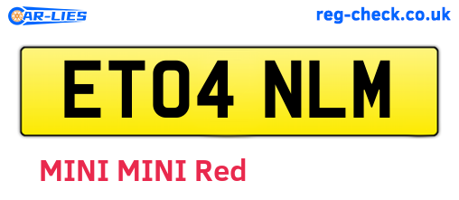 ET04NLM are the vehicle registration plates.