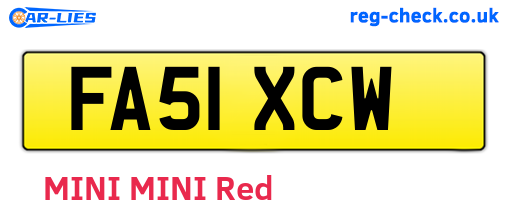 FA51XCW are the vehicle registration plates.
