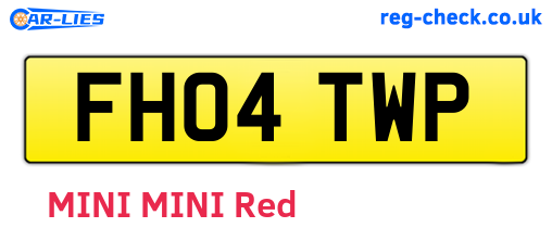 FH04TWP are the vehicle registration plates.