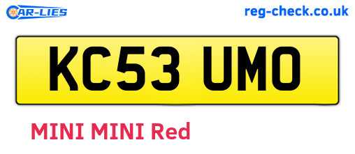 KC53UMO are the vehicle registration plates.