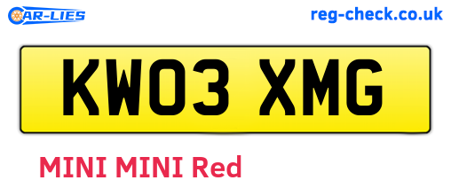 KW03XMG are the vehicle registration plates.