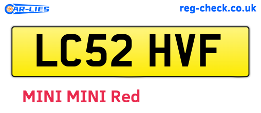 LC52HVF are the vehicle registration plates.