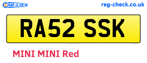 RA52SSK are the vehicle registration plates.