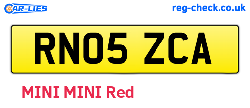 RN05ZCA are the vehicle registration plates.