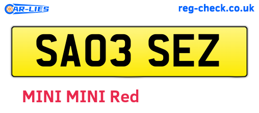 SA03SEZ are the vehicle registration plates.