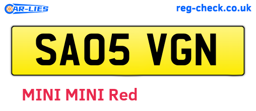 SA05VGN are the vehicle registration plates.