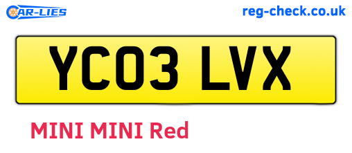 YC03LVX are the vehicle registration plates.
