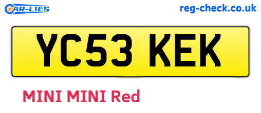 YC53KEK are the vehicle registration plates.