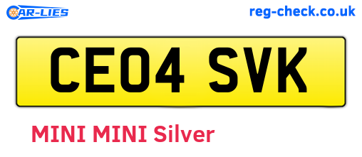 CE04SVK are the vehicle registration plates.