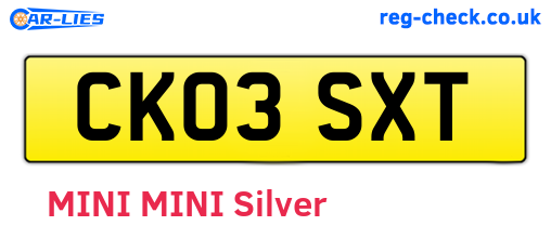 CK03SXT are the vehicle registration plates.