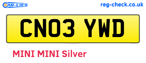 CN03YWD are the vehicle registration plates.