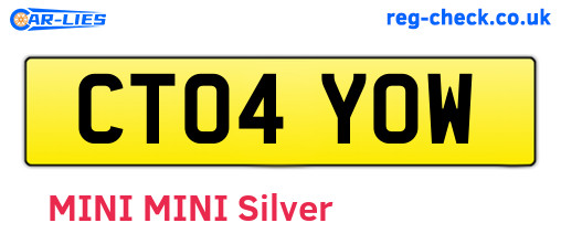 CT04YOW are the vehicle registration plates.