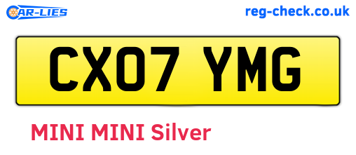 CX07YMG are the vehicle registration plates.