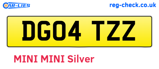 DG04TZZ are the vehicle registration plates.