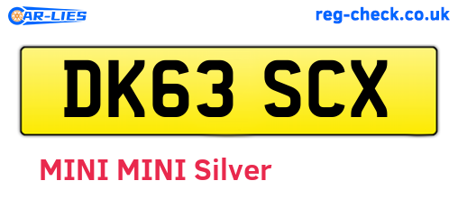DK63SCX are the vehicle registration plates.