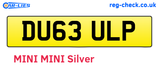 DU63ULP are the vehicle registration plates.