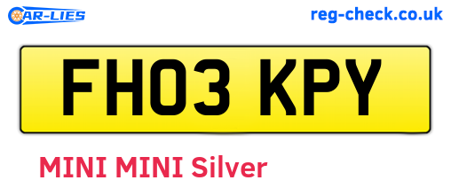 FH03KPY are the vehicle registration plates.