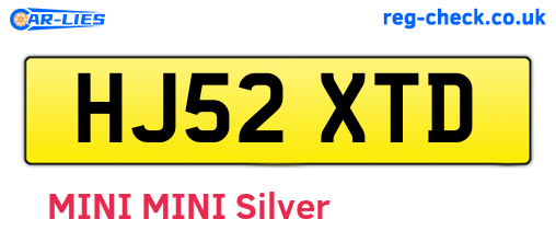HJ52XTD are the vehicle registration plates.