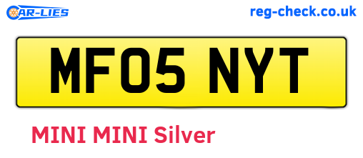 MF05NYT are the vehicle registration plates.