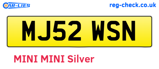 MJ52WSN are the vehicle registration plates.