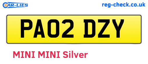 PA02DZY are the vehicle registration plates.