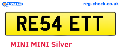 RE54ETT are the vehicle registration plates.