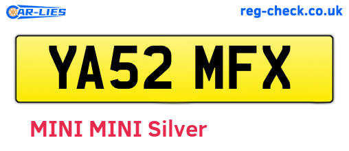 YA52MFX are the vehicle registration plates.