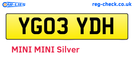 YG03YDH are the vehicle registration plates.
