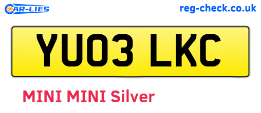 YU03LKC are the vehicle registration plates.