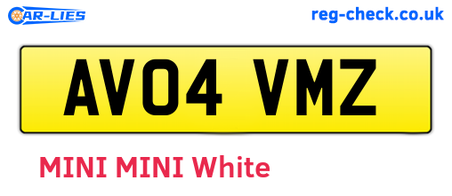 AV04VMZ are the vehicle registration plates.
