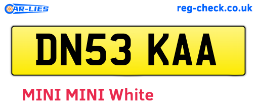 DN53KAA are the vehicle registration plates.