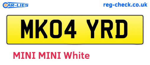 MK04YRD are the vehicle registration plates.